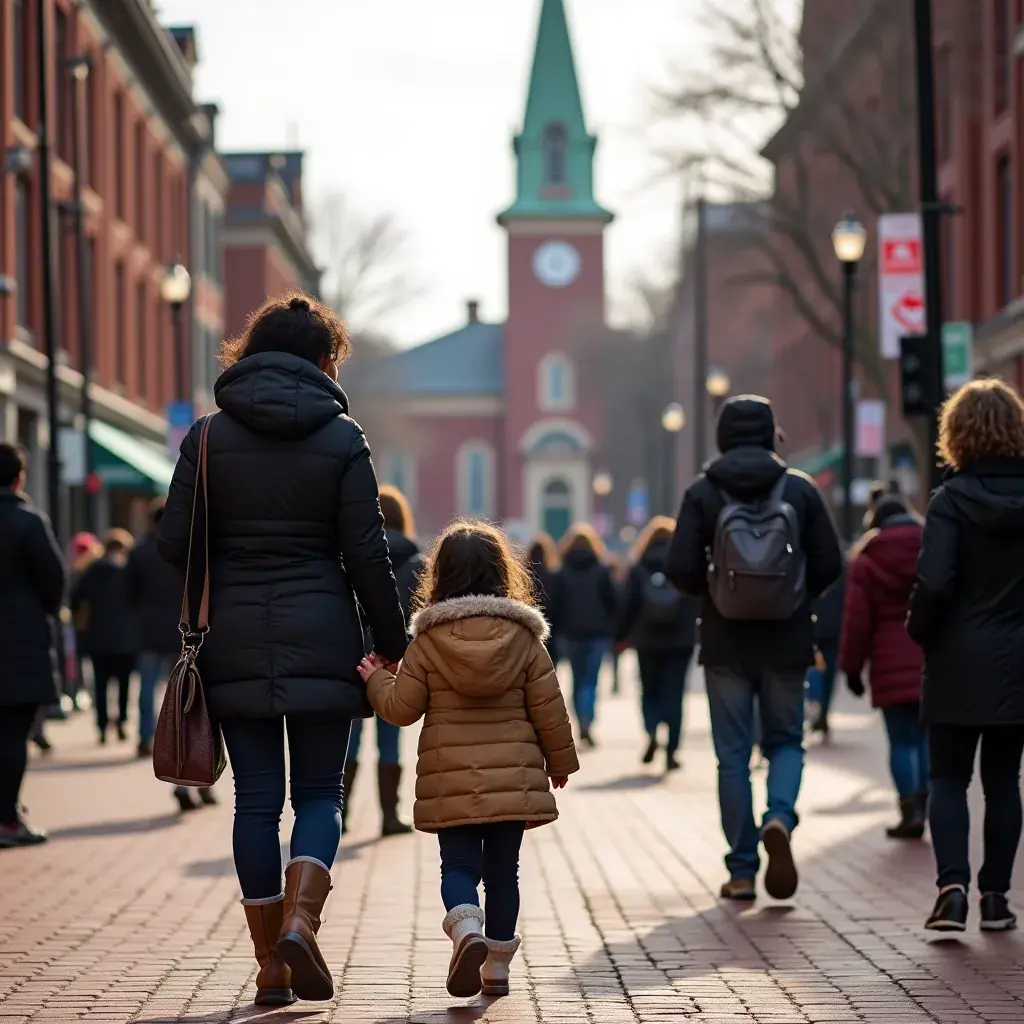 Kamienice w stylu kolonialnym na ulicach Filadelfii, z charakterystycznymi detalami architektonicznymi.
