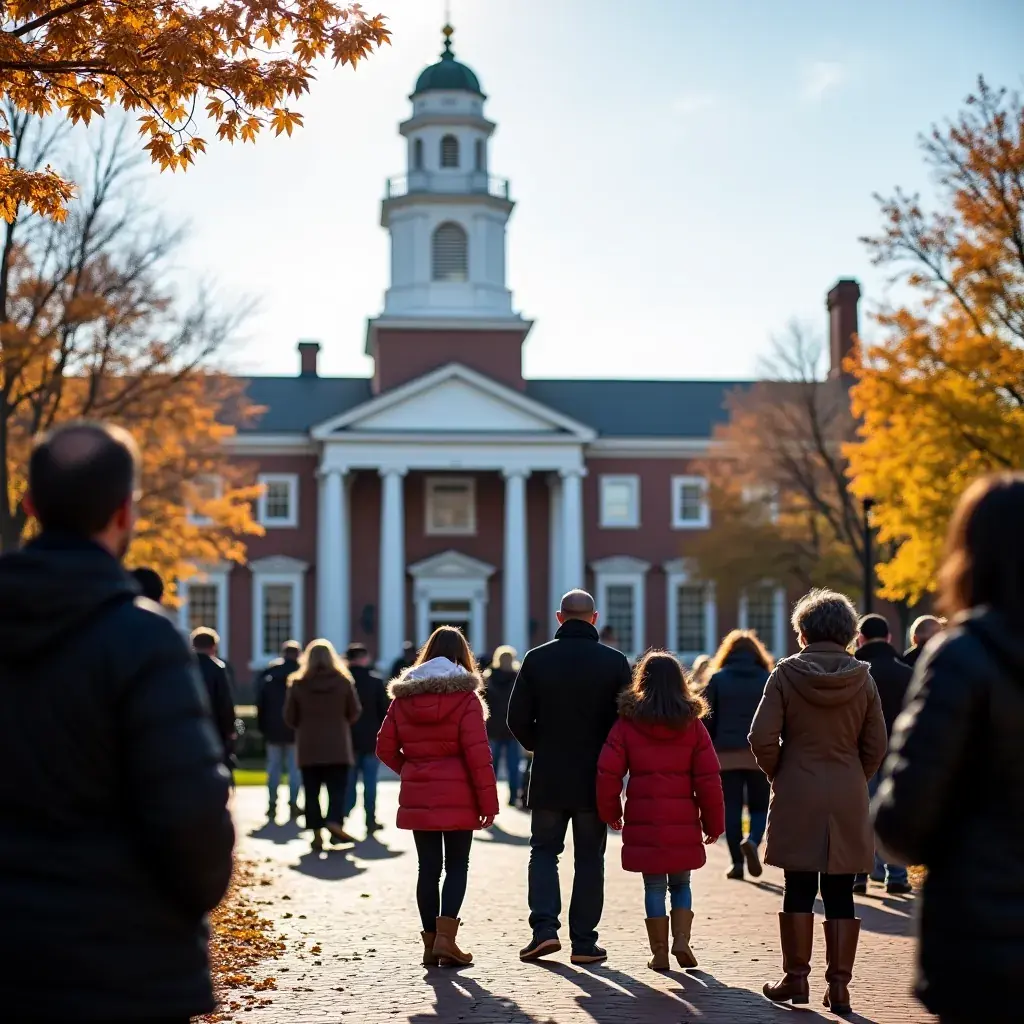 Widok na historyczną dzielnicę Beacon Hill w Bostonie, z brukowanymi ulicami i eleganckimi domami.